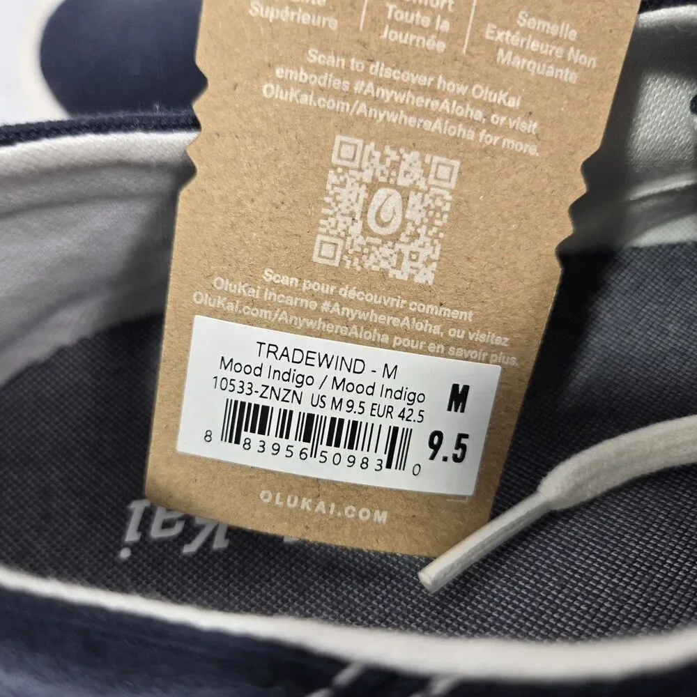 Olukai Tradewind Mens 9.5 Casual Shoes Mood Indigo Navy Blue